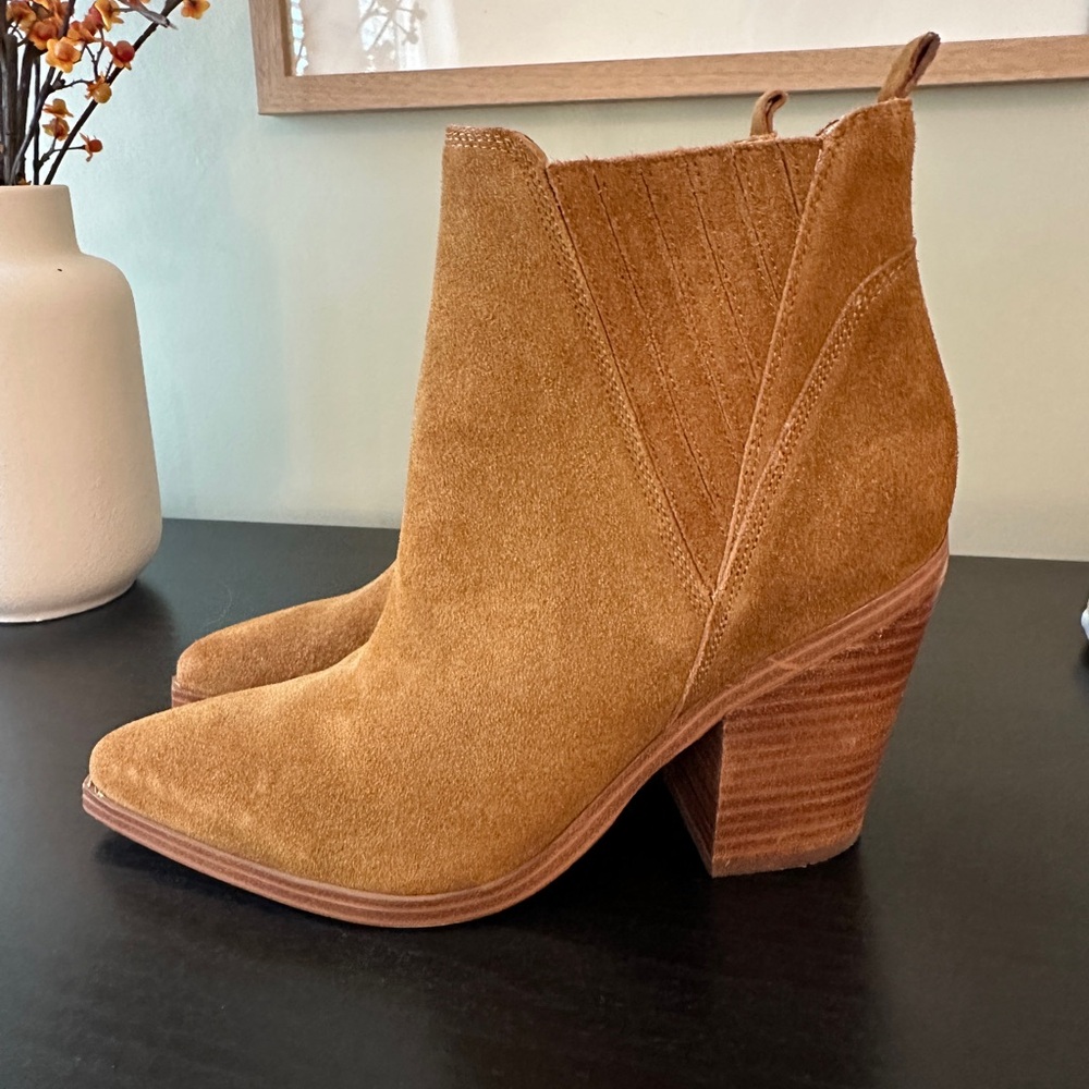 Marc Fisher Camel Suede Ankle Booties